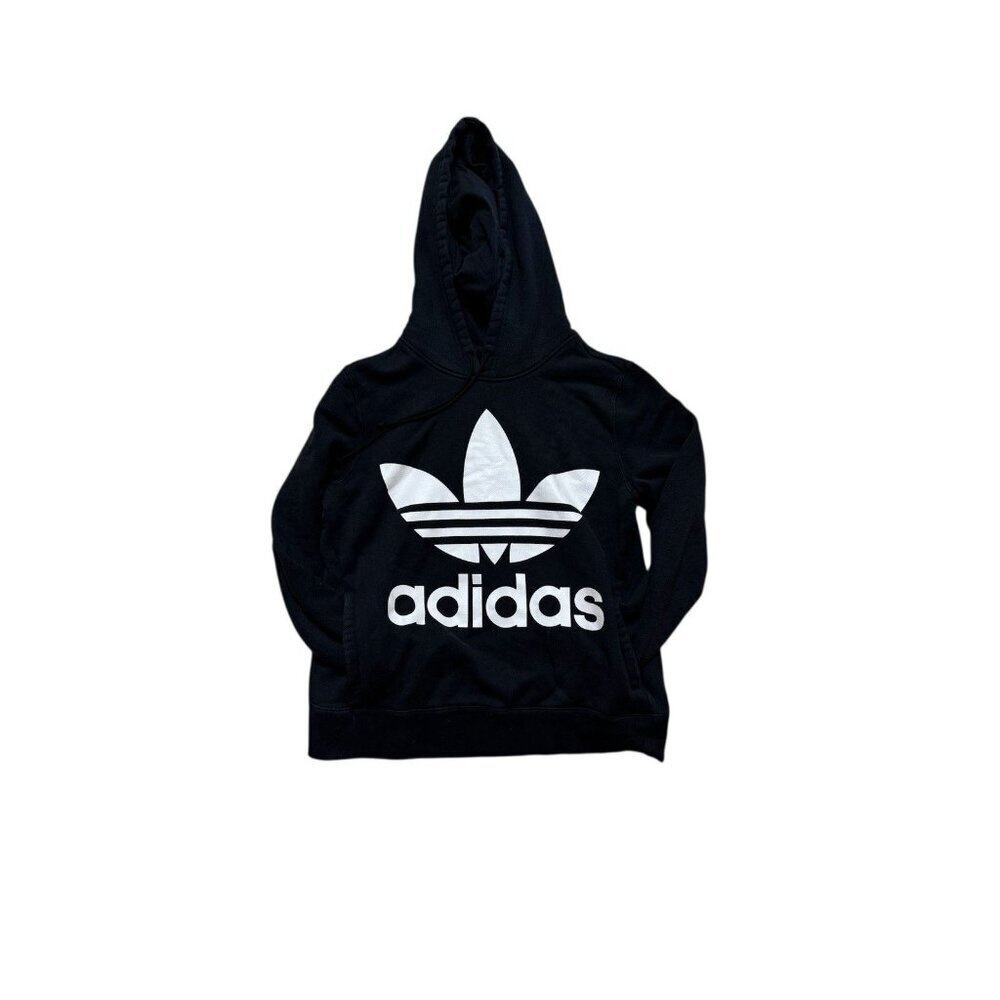 adidas Originals Trefoil Black Pullover Hoodie US Small (UK 10) White Logo